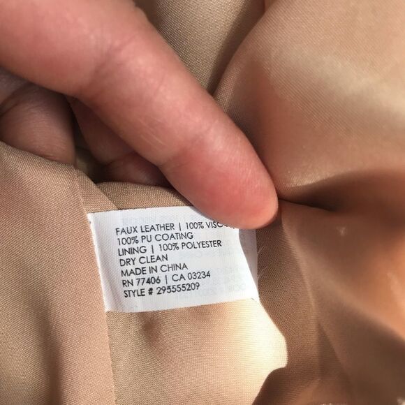 Club Monaco Tan Faux Leather Lazer cut  Skirt 8 - Picture 13 of 14